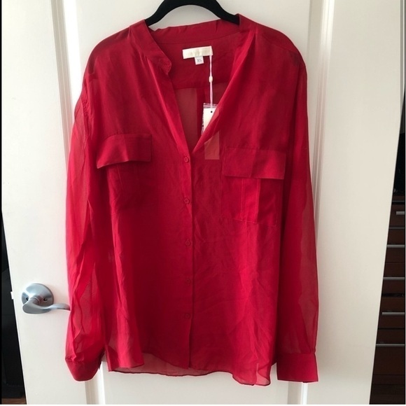Erin Fetherston Silk Red Blouse Size XL NWT - Picture 1 of 12